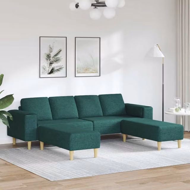 Divano da soggiorno vidaXL imbottito in tessuto verde e marrone con cuscini inclusi L: 250 cm, P: 188 cm, H: 76 cm – 1