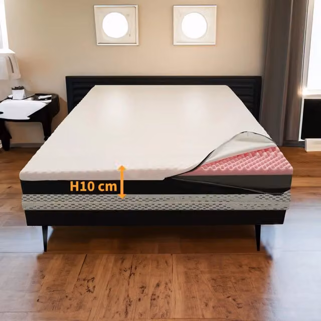 Topper per Materasso in Memory Foam Genesi H10 Ibrido ad Alta Portanza, Singolo, Bianco, Spessore: 10 cm, L/P: 100 x 200 cm – 1