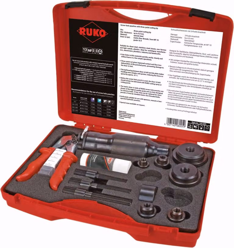 Set di foratura Ruko 5 idraulici in valigetta di plastica