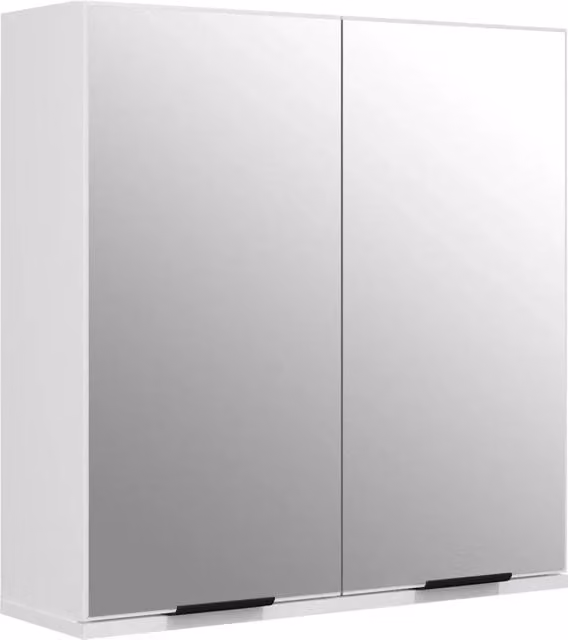 Armadietto con specchio moderno ed elegante bagno pratico contenitore 64 x 20 x 67 cm in legno bianco 02_0047992