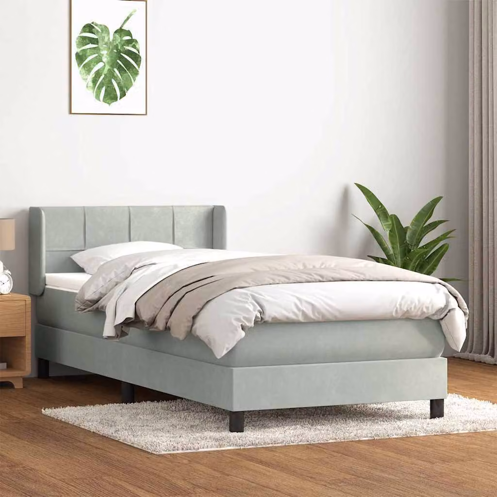Maison Exclusive - Giroletto a Molle con Materasso Grigio Chiaro 90x220 cm Velluto