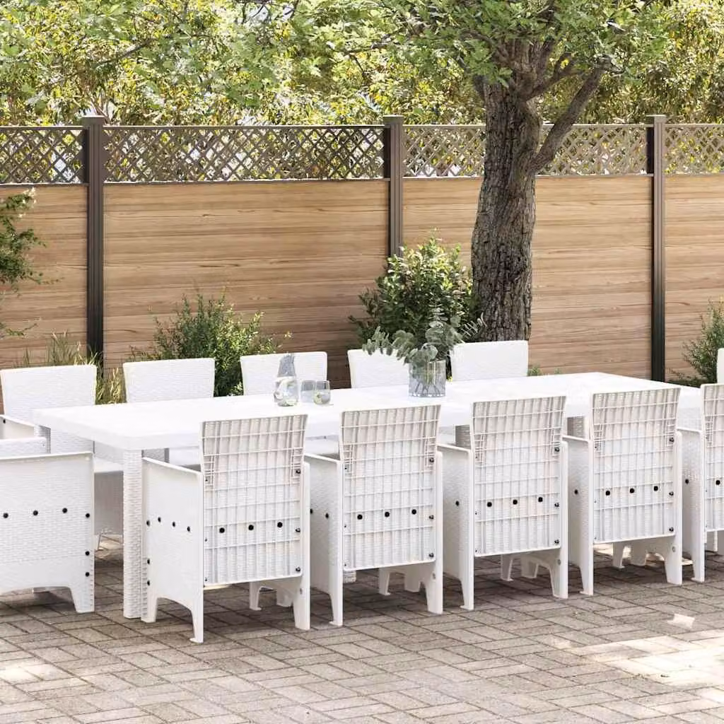 Maison Exclusive - Set da pranzo per esterno, 13 pezzi, rattan sintetico bianco