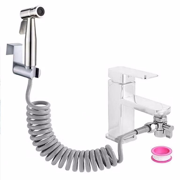 Kit bidet portatile in acciaio inossidabile con deviatore a due vie e tubo flessibile da 150 cm