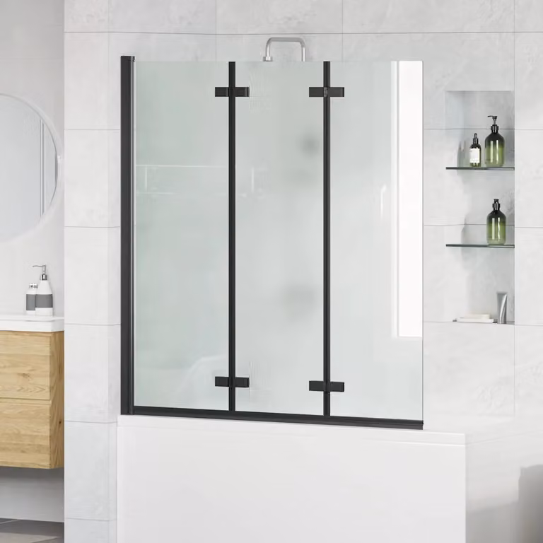 vidaXL Box Doccia Pieghevole Rettangolare in Vetro Trasparente e Alluminio Nero L: 130 cm, P: 138 cm