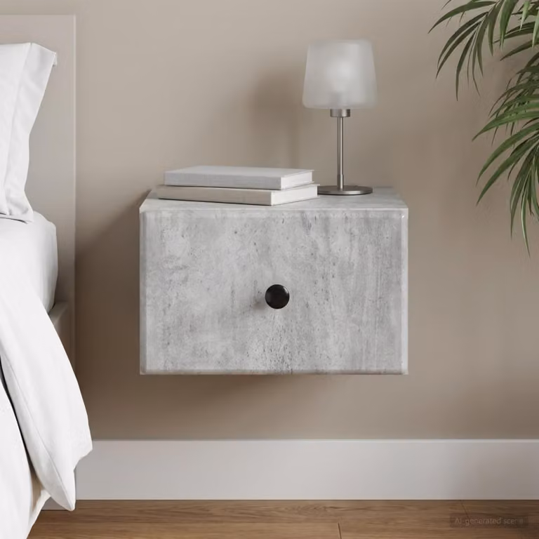 vidaXL Mobiletto da notte sospeso Grigio, L 34,5 x P 33 x H 20 cm