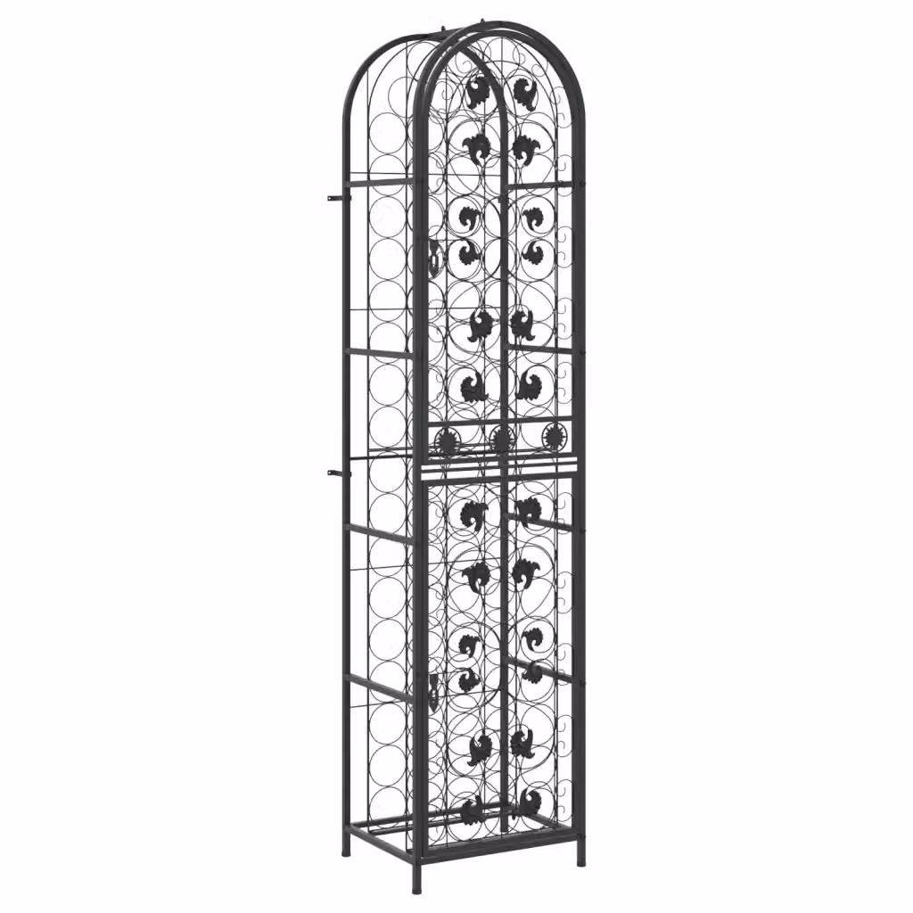 Portavini vidaXL per 73 bottiglie in metallo nero opaco L/P/H: 45 x 36 x 200 cm – 2