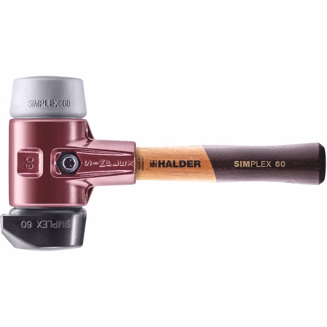 Mazza SIMPLEX soft-face, composizione in gomma, con base / TPE-mid; con alloggiamento in ghisa malleabile e manico in legno extra corto di alta qualità | D=60 mm / design del manico=extra corto | 3023.262