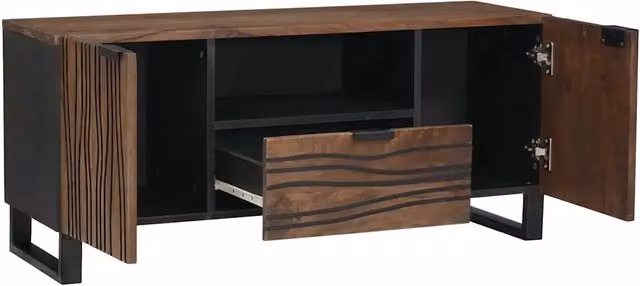 Mobile porta TV moderno in legno multistrato color noce con cassetto, L 105 x P 33 x H 46 cm – 1