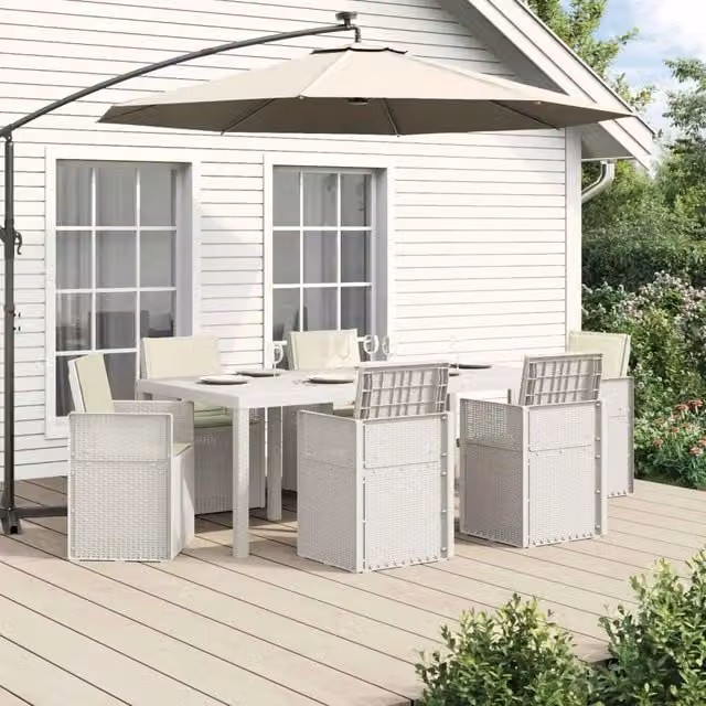 Set da Pranzo per Giardino 7 pz Bianco e Crema PP 3430079