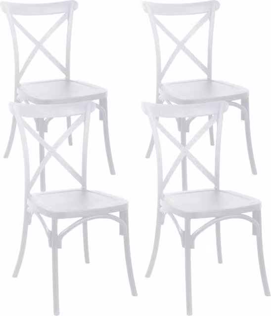 Oviala - Set di 4 sedie da giardino in plastica bianca
