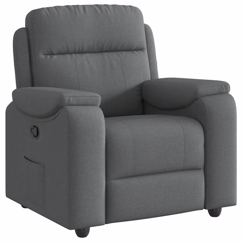 Poltrona Reclinabile Relax vidaXL in Tessuto Grigio con Braccioli e Regolazione Manuale – 2