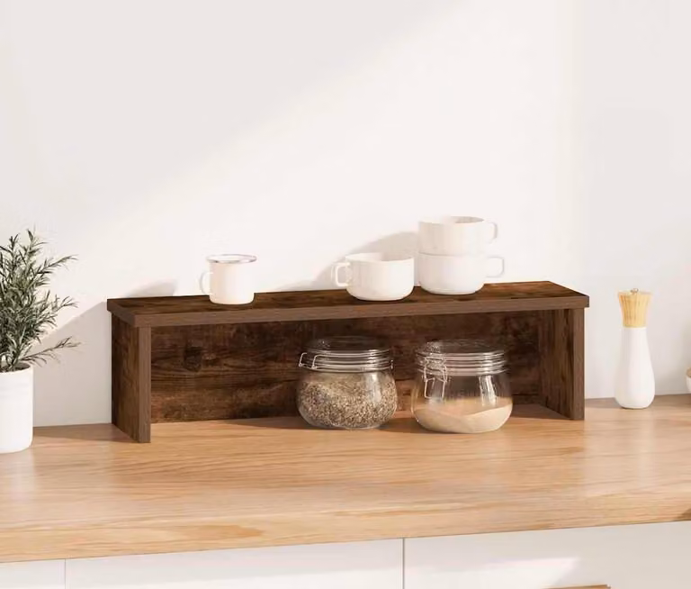 Scaffale da Cucina Impilabile Rovere Fumo 60x15x16 cm
