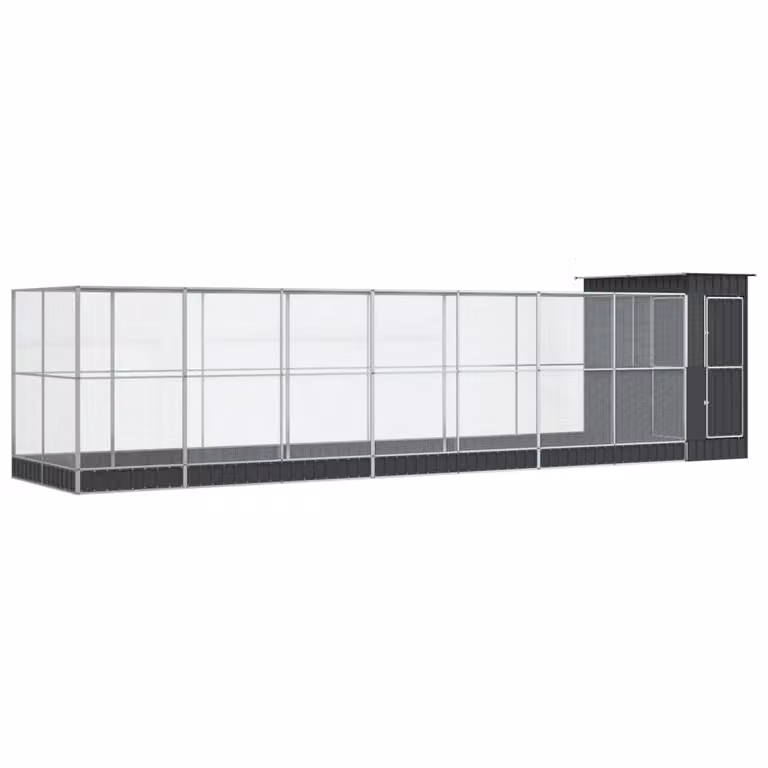 Voliera con Estensione Argento 830x203x216 cm in Acciaio