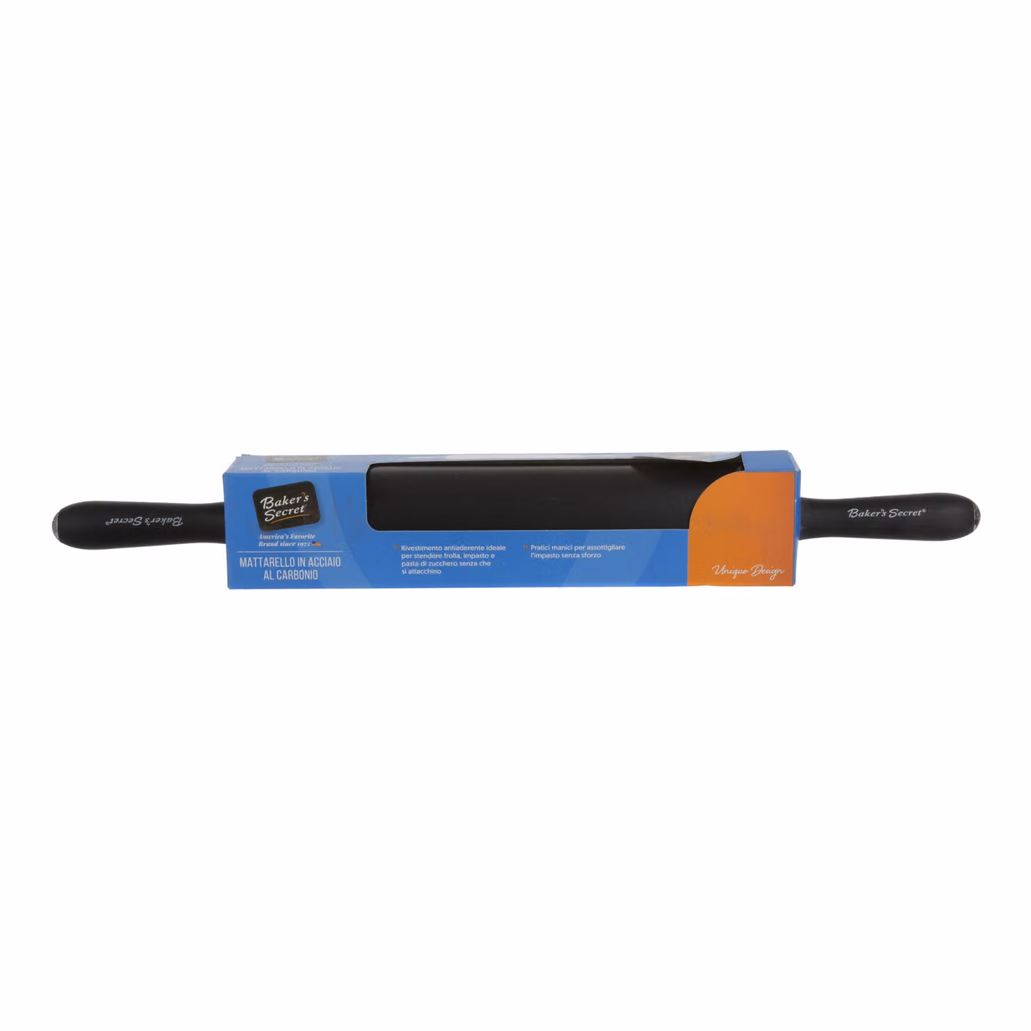 Mattarello rotondo Baker's Secret in acciaio al carbonio nero, Lunghezza: 49 cm – 2