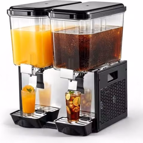 Dispenser di bevande fredde commerciale VEVOR in acciaio inox color argento con 2 serbatoi da 18 l per succhi e tè freddo