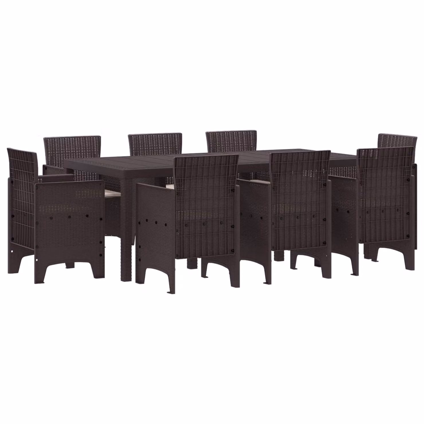 vidaXL Set da Pranzo per Giardino 9 pz Marrone Polipropilene