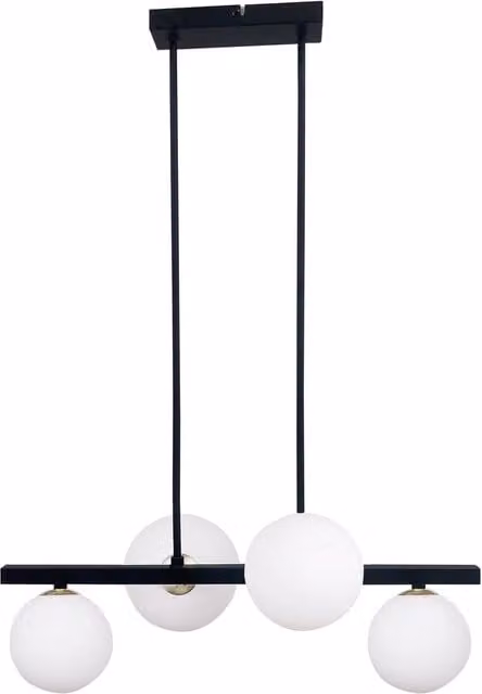 Lampadario a sospensione Candellux Kama in metallo e vetro nero e bianco con 4 lampadine G9