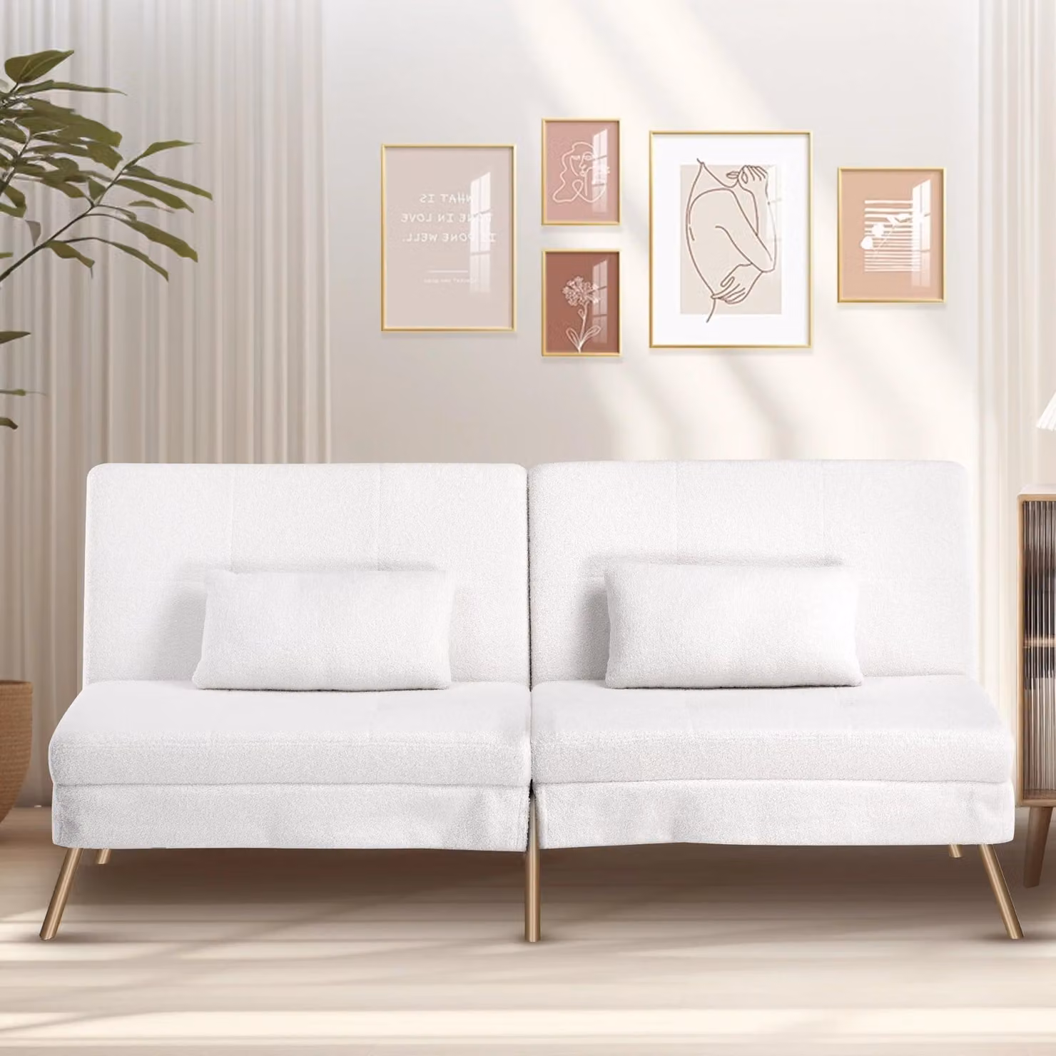 Divano angolare con funzione letto - Divano a 3 posti - Divano letto - Divano lounge - Schienale regolabile - Tessuto in velluto di cotone