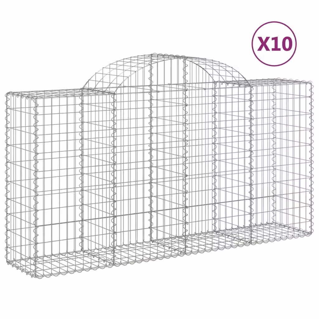 Cesti Gabbioni ad Arco 10 pz 200x50x100/120 cm Ferro Zincato