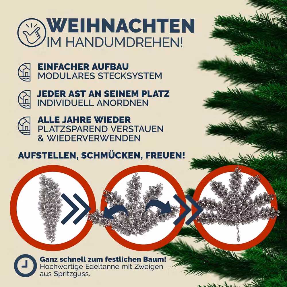 Albero di Natale ad uso tavolo Casaria, abete artificiale verde, Altezza: 140 cm – 3