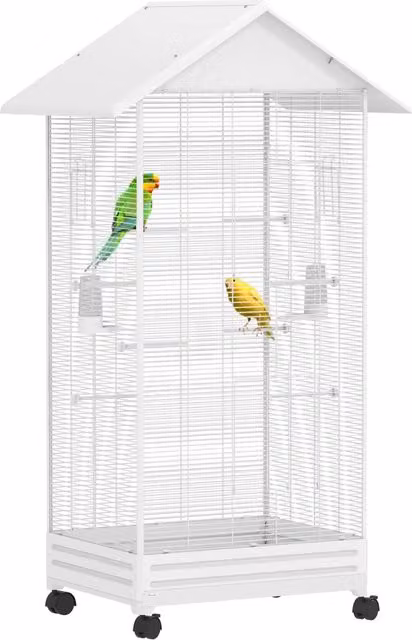 Voliera per uccelli con ruote XYLO Bianco H 155 x L 79 x P 65 cm