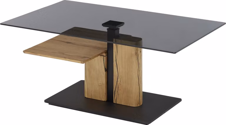 Tavolino >DELMAS< regolabile in altezza, con rotelle, rovere / nero - 105x45/63x65 (LxAxP)