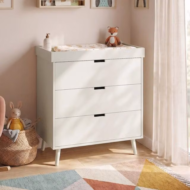 Cassettiera con piano fasciatoio rimovibile en.casa in stile scandinavo, Beige e Bianco, L: 92 cm, H: 84 cm, P: 50 cm – 1