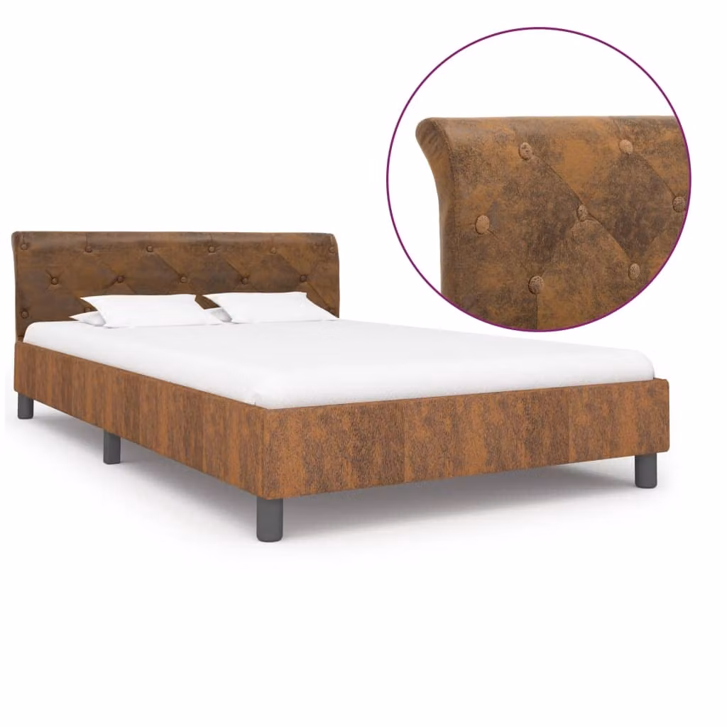 vidaXL Struttura letto in pelle scamosciata marrone 140 × 200 cm - Struttura letto - Cornici letto - Struttura letto - Letto