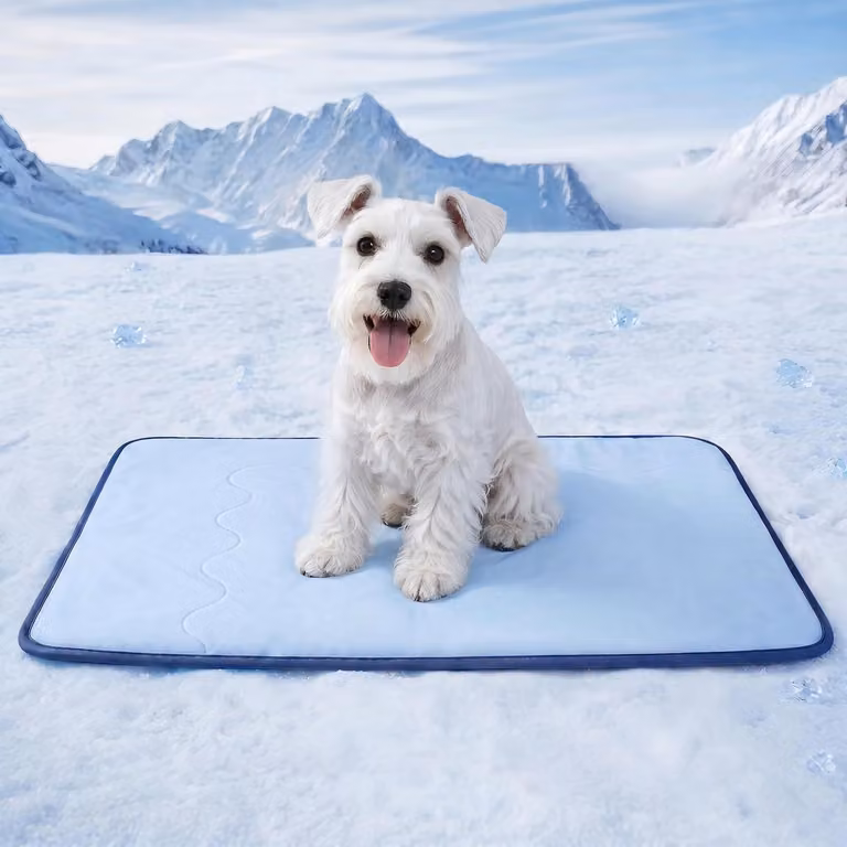 Tappetino refrigerante autogelo per cani e gatti, traspirante, pieghevole, 65x50 cm, azzurro chiaro