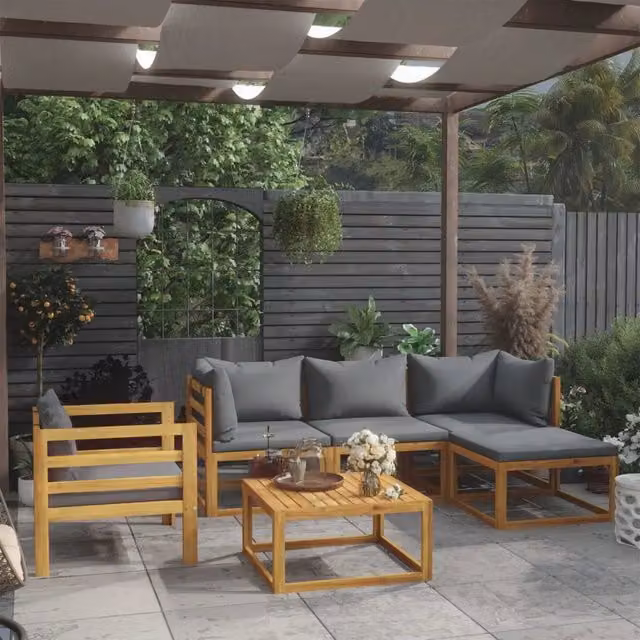 Set Divani da Giardino 6 pz con Cuscini in Massello di Acacia 3057604