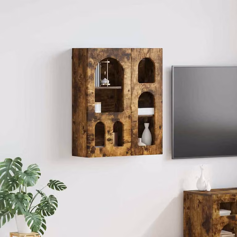 Armadio pensile da parete vidaXL ELST in rovere fumo marrone, L: 59 cm, P: 20 cm, H: 71,5 cm