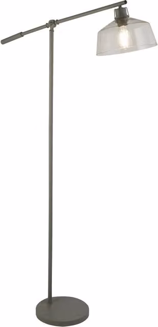 Piantana da terra Searchlight Canterbury in metallo grigio e vetro trasparente con luce regolabile E27