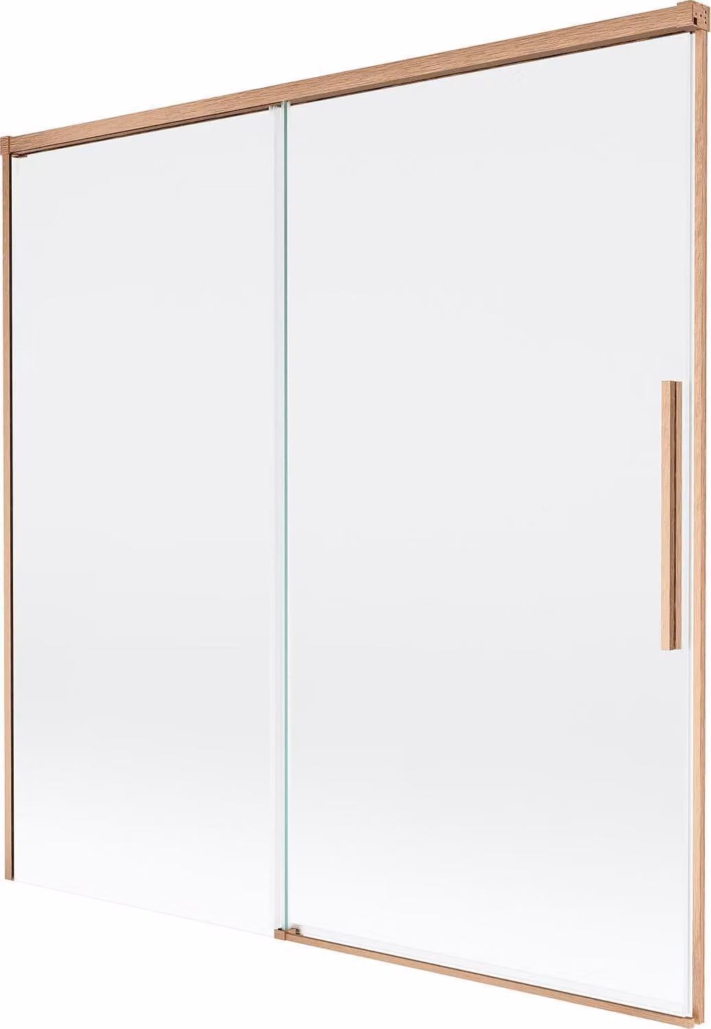 Mexen Rox paravento da bagno con 2 ante scorrevoli 160 x 150 cm, trasparente, rame spazzolato - 8C9-160-001-65-00