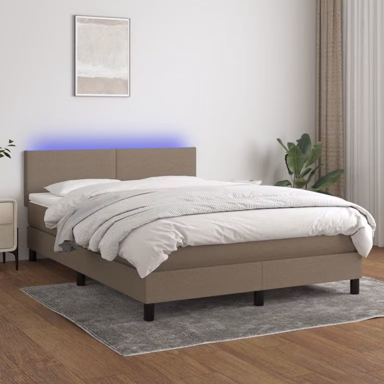 Maison Exclusive - Letto a Molle con Materasso e LED Tortora 140x200 cm in Tessuto