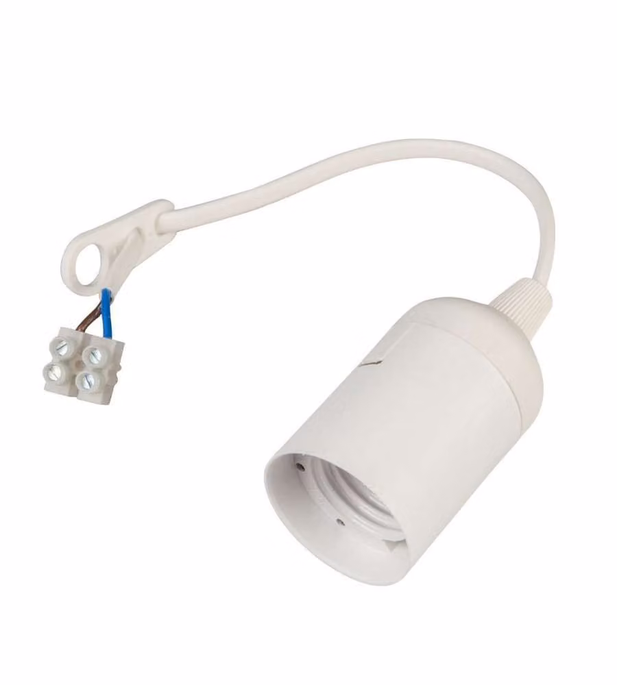 Poly Pool Portalampada E27 bianco con cavo 20 cm e morsetto, 250V