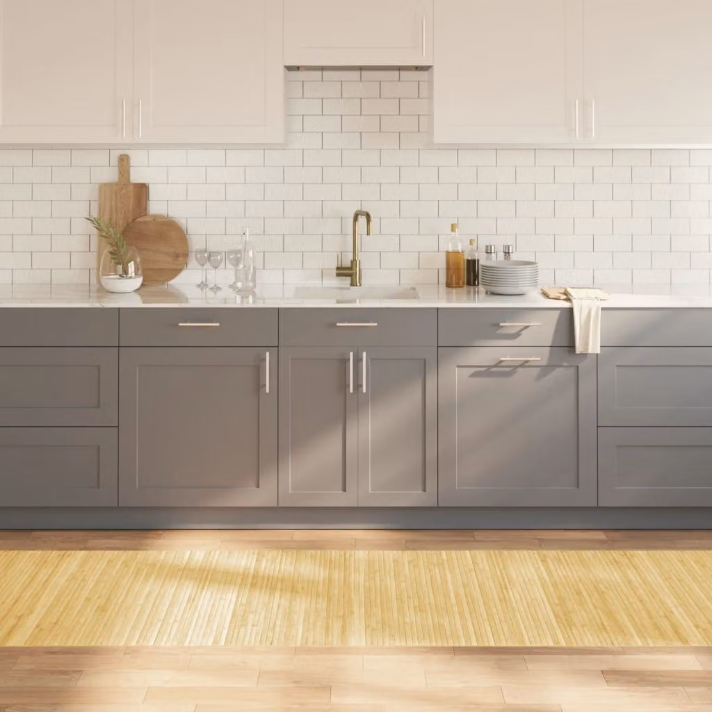 Tappeto rettangolare moderno vidaXL in bambù e polipropilene, colore beige, L: 80 cm, P: 500 cm