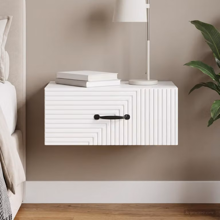 vidaXL Mobiletto da notte sospeso Bianco Lucido L 49 x P 34,5 x H 20 cm