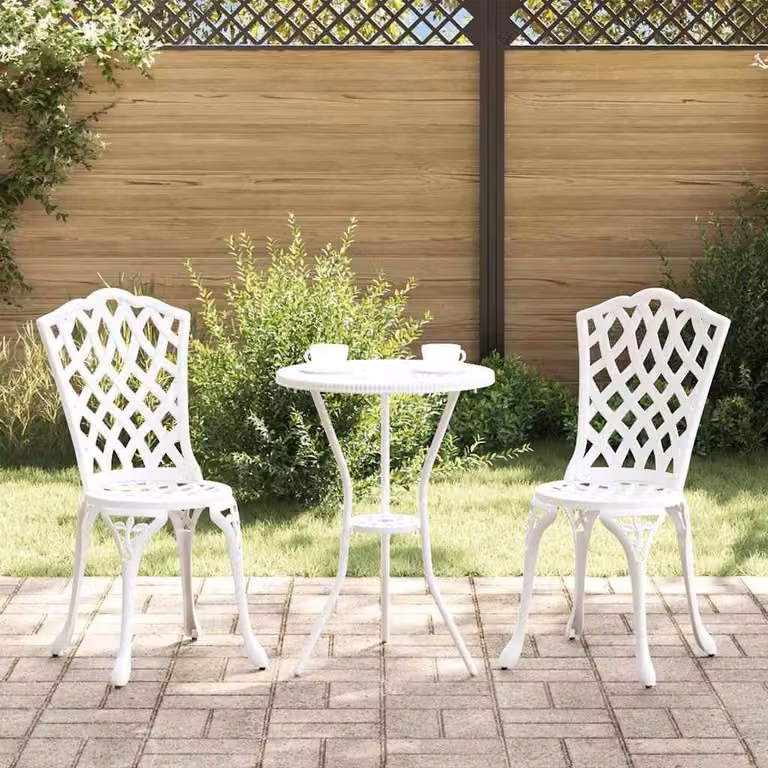 Maison Exclusive - Set da giardino per bistro, 3 pezzi, bianco, alluminio