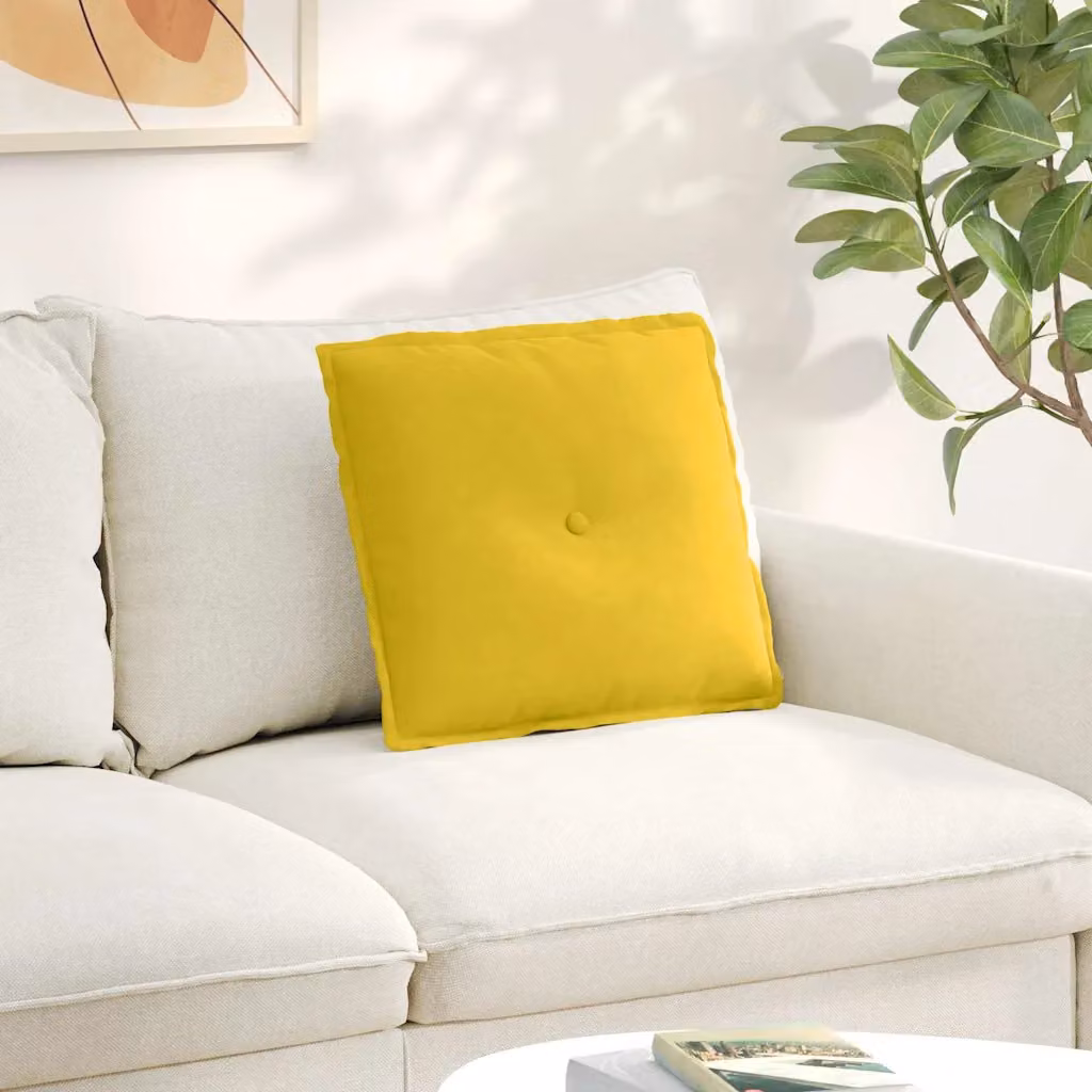 vidaXL Cuscino per Schiena Giallo in Tessuto di Velluto a Costine con Rivestimento Rimovibile L: 50 cm, P: 45 cm