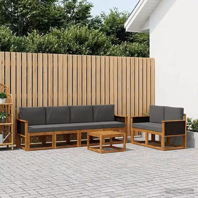 Set di divani da esterno 6 pz Naturale e Antracite 3385003