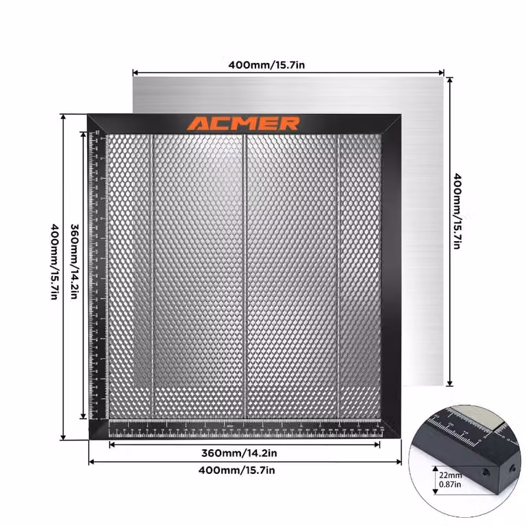 Tavolo da taglio laser a nido d'ape, efficiente circolazione dell'aria, varie opzioni di dimensioni, 400x400 mm