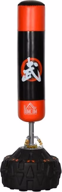 Sacco da Boxe Autoportante con Base Ventosa Nero e Rosso 60x60x180 cm per Allenamento Professionale