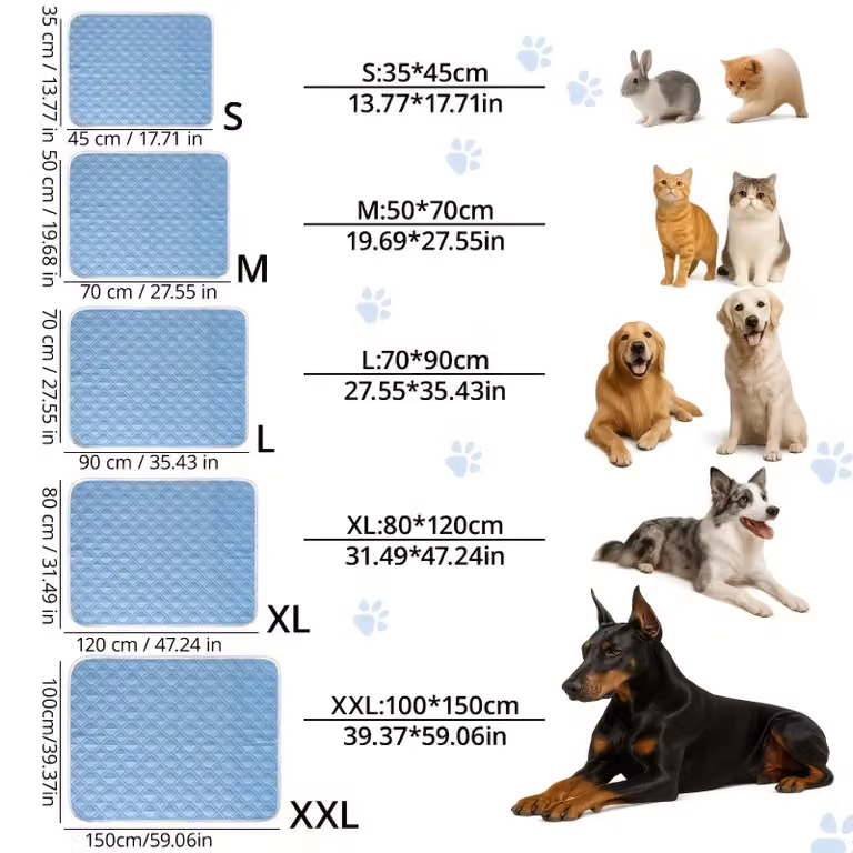 Tappetino refrigerante per cani, design traspirante, materiale lavabile, colore blu, taglia XXL (100cm x 150cm)