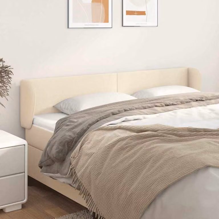 Testiera ad orecchio vidaXL in similpelle beige, L: 203 cm, P: 23 cm, H: 78-88 cm