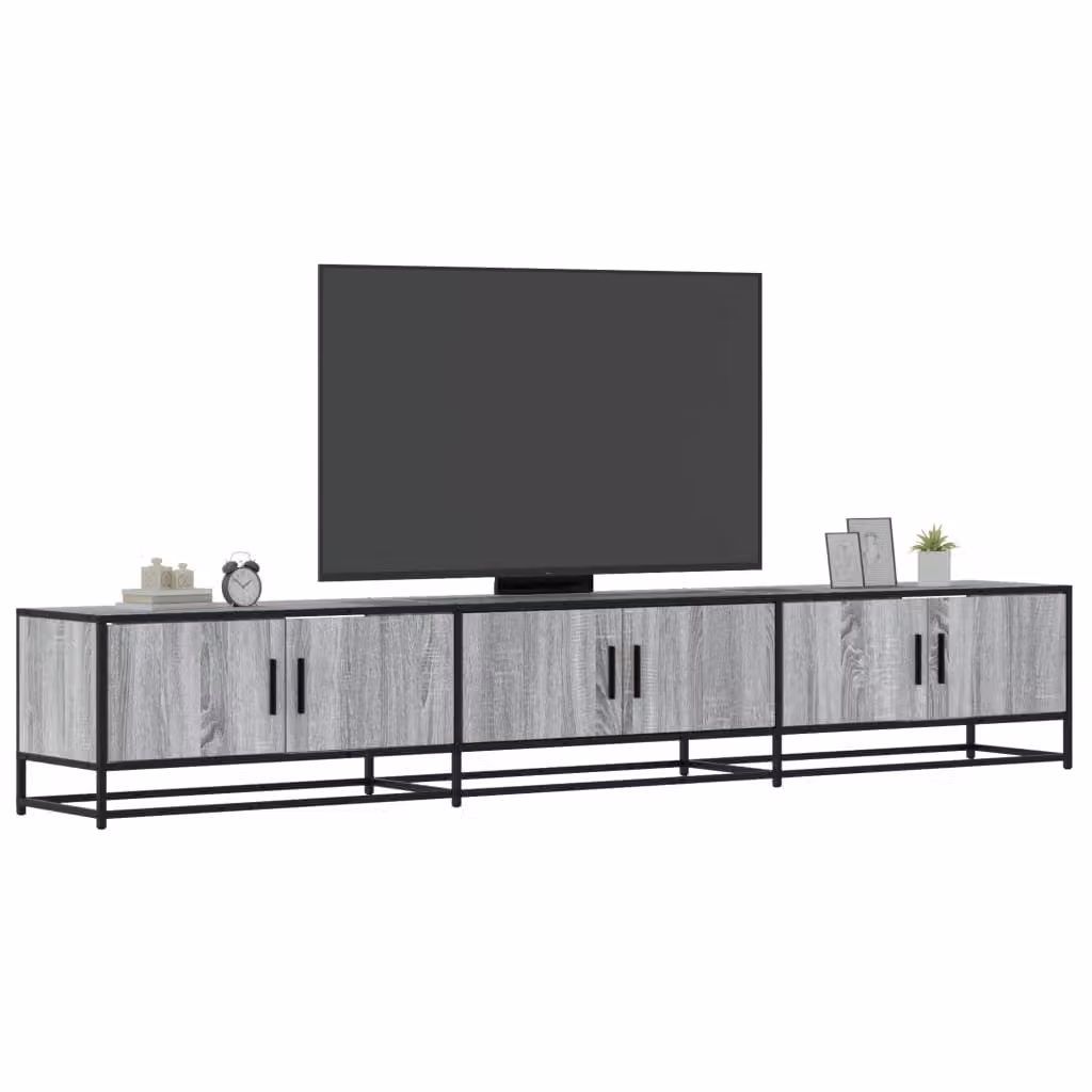 Mobile TV vidaXL in stile industriale in legno e metallo, Grigio, L 240 cm x P 35 cm x H 41 cm