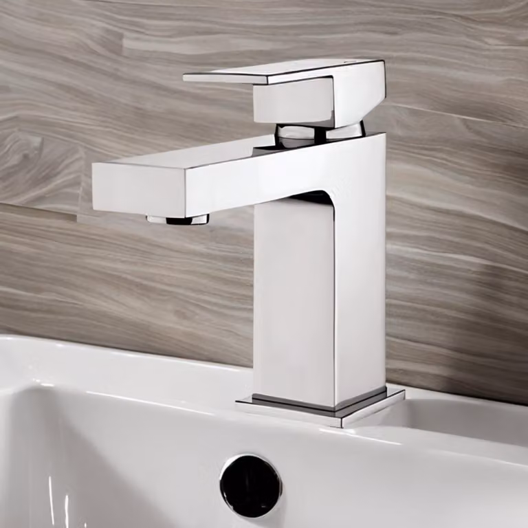 Miscelatore monocomando per lavabo, cromo, con cartuccia da 35 mm, completo di tappo a salvagoccia