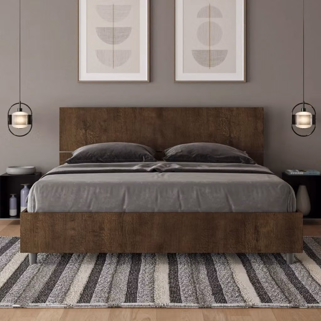 Letto Matrimoniale con Contenitore e Rete a Alzata GIORDANOSHOP Marrone L/P/H: 160 x 200 x 102 cm – 2