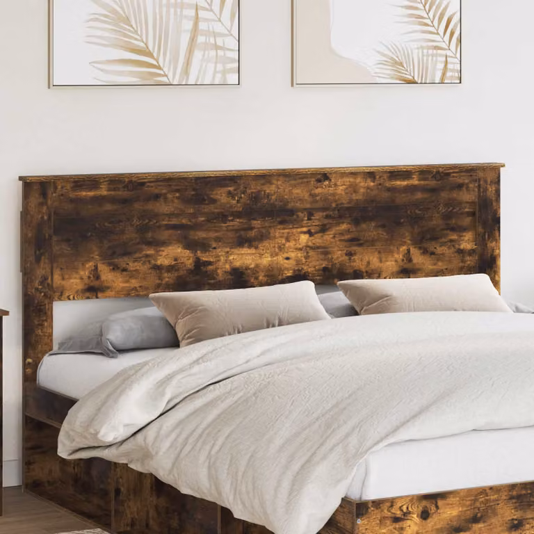 Testiera per letto vidaXL in legno ingegnerizzato rovere fumé marrone con finitura lucida
