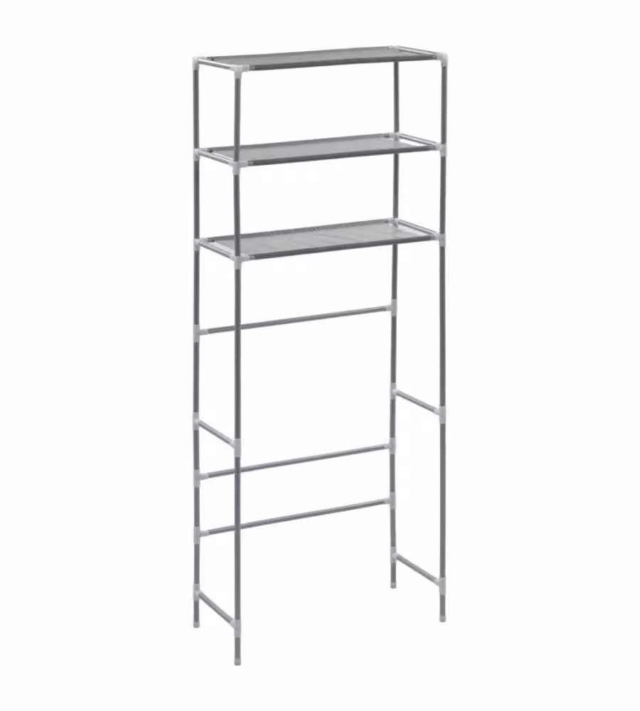 vidaXL Scaffale per Lavatrice in Metallo con 3 Ripiani, Argento, L 69 cm x P 28 cm x H 169 cm