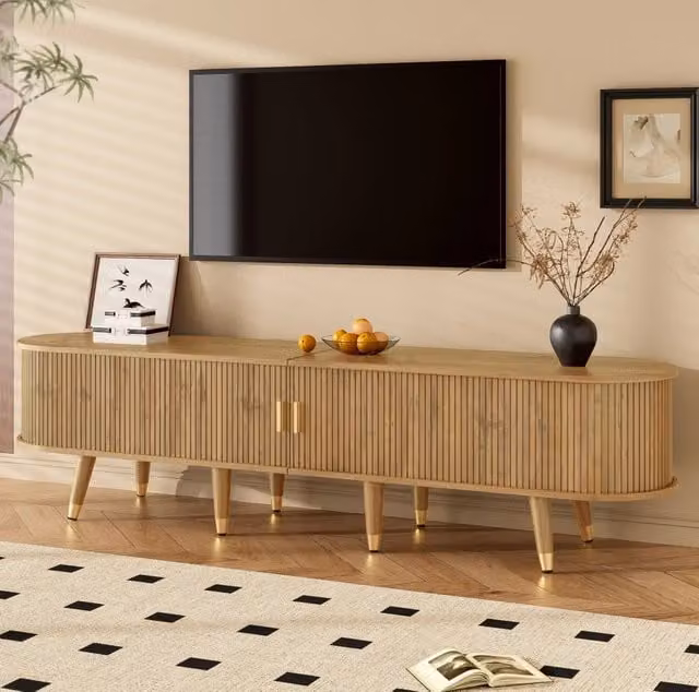 Mobile TV 175x38x45 cm effetto legno in MDF - ante scorrevoli e vano contenitore